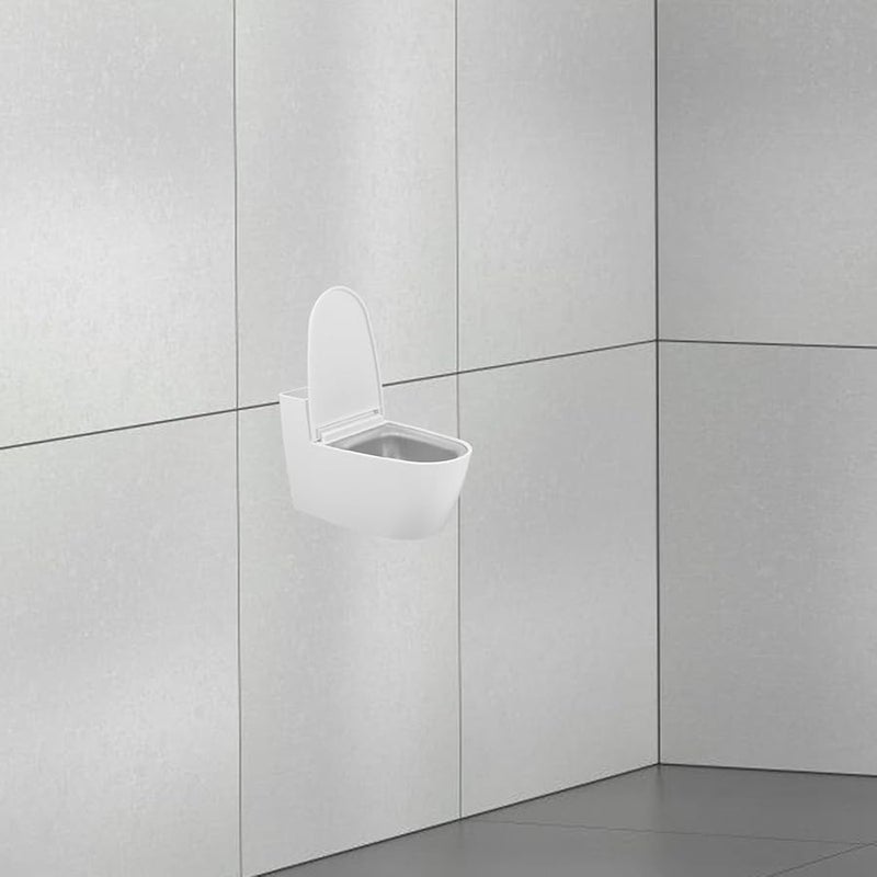 Creative Ceramic Toilet Shape Wall Mounted Ashtray With Lid And Adhesive Sticker - Image 4